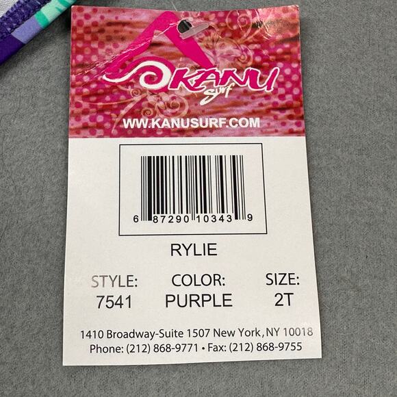 Kanu Surf Swimsuit Girls 2T Rylie Purple Teal Floral Daisy Beach Sport One Piece - Picture 3 of 9